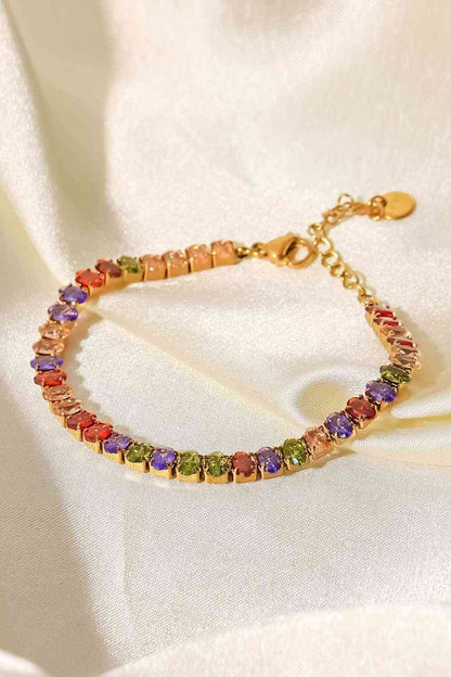 Bracelet Zircon Multicolore Plaqué Or 18 Carats