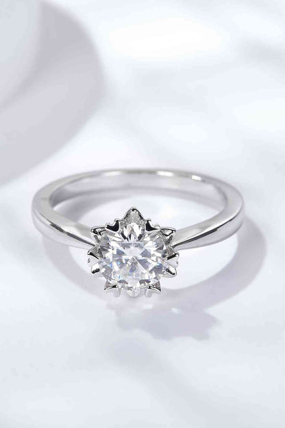 Bague solitaire moissanite en argent sterling 925