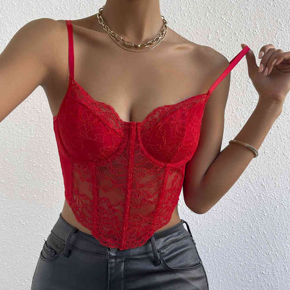 Camisola con detalle de encaje y escote corazón