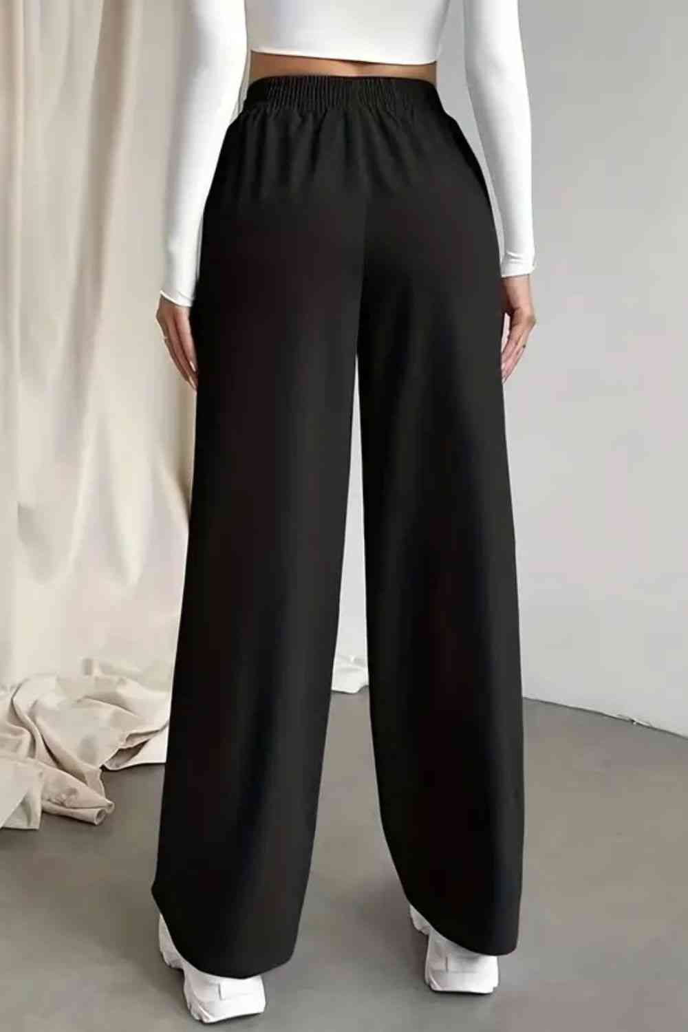 Tied Straight Leg Pants with Pockets