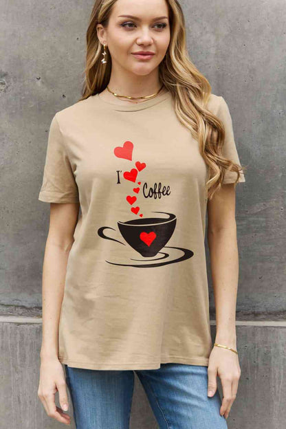 Simply Love T-shirt en coton graphique I LOVE COFFEE pleine taille