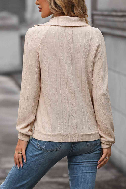 Decorative Button Long Sleeve Top