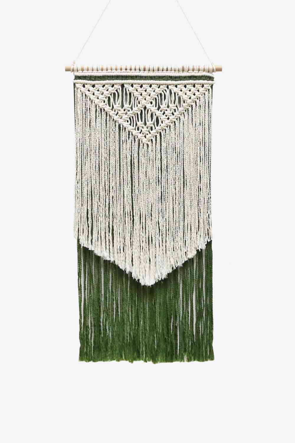 Colgante de pared de macramé hecho a mano con flecos de contraste