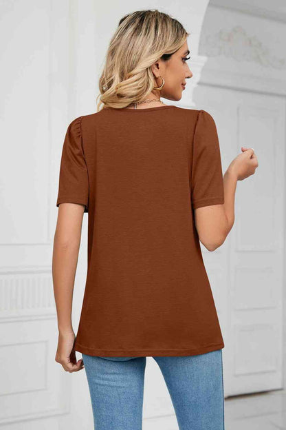 Square Neck Puff Sleeve T-Shirt