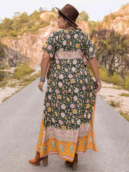 Robe Longue à Col Noué de Grande Taille