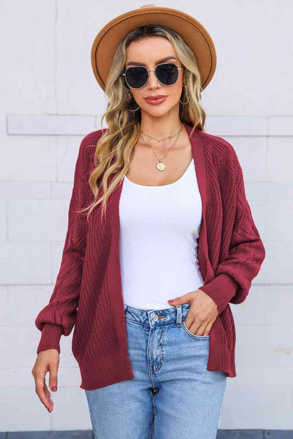 Open Front Rib-Knit Cardigan