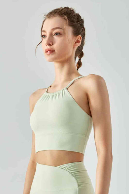 Camisole de sport courte à détails froncés entrecroisés