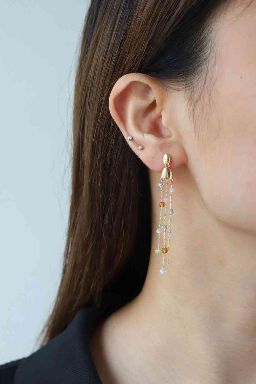 Boucles d'oreilles à longue chaîne perlée