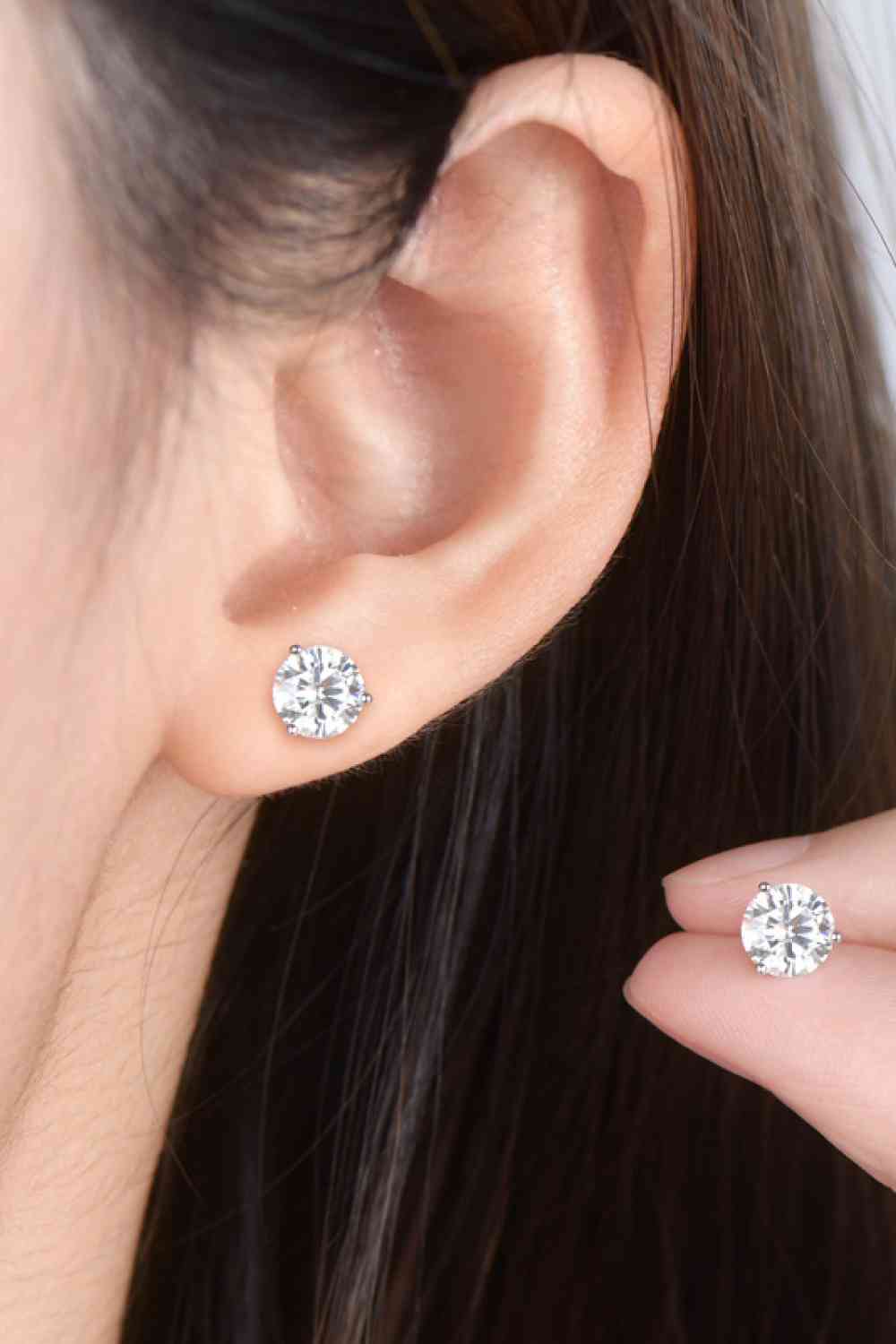 Boucles d'oreilles à tige en argent sterling 925 moissanite 2 carats