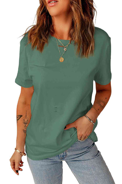 Distressed Round Neck Tee