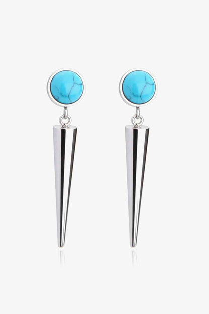 Boucles d'oreilles pendantes turquoise en acier inoxydable 18 carats