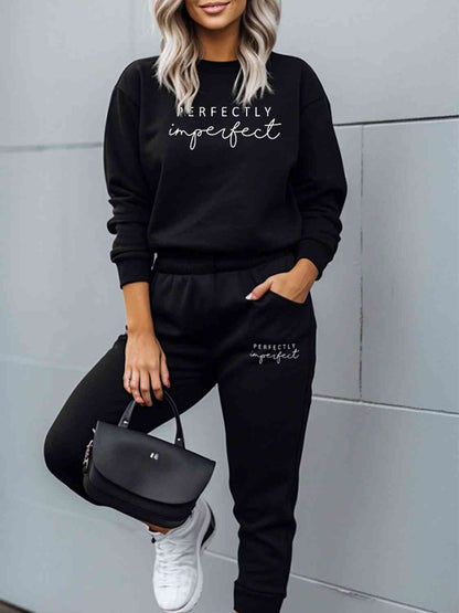 Ensemble sweat-shirt et pantalon de survêtement graphique PARFAITEMENT IMPARFAIT