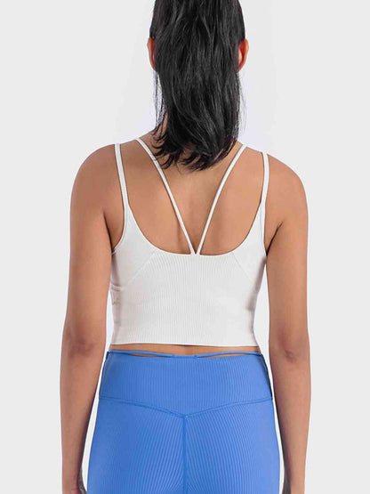 Camisole de sport côtelée à double bretelle