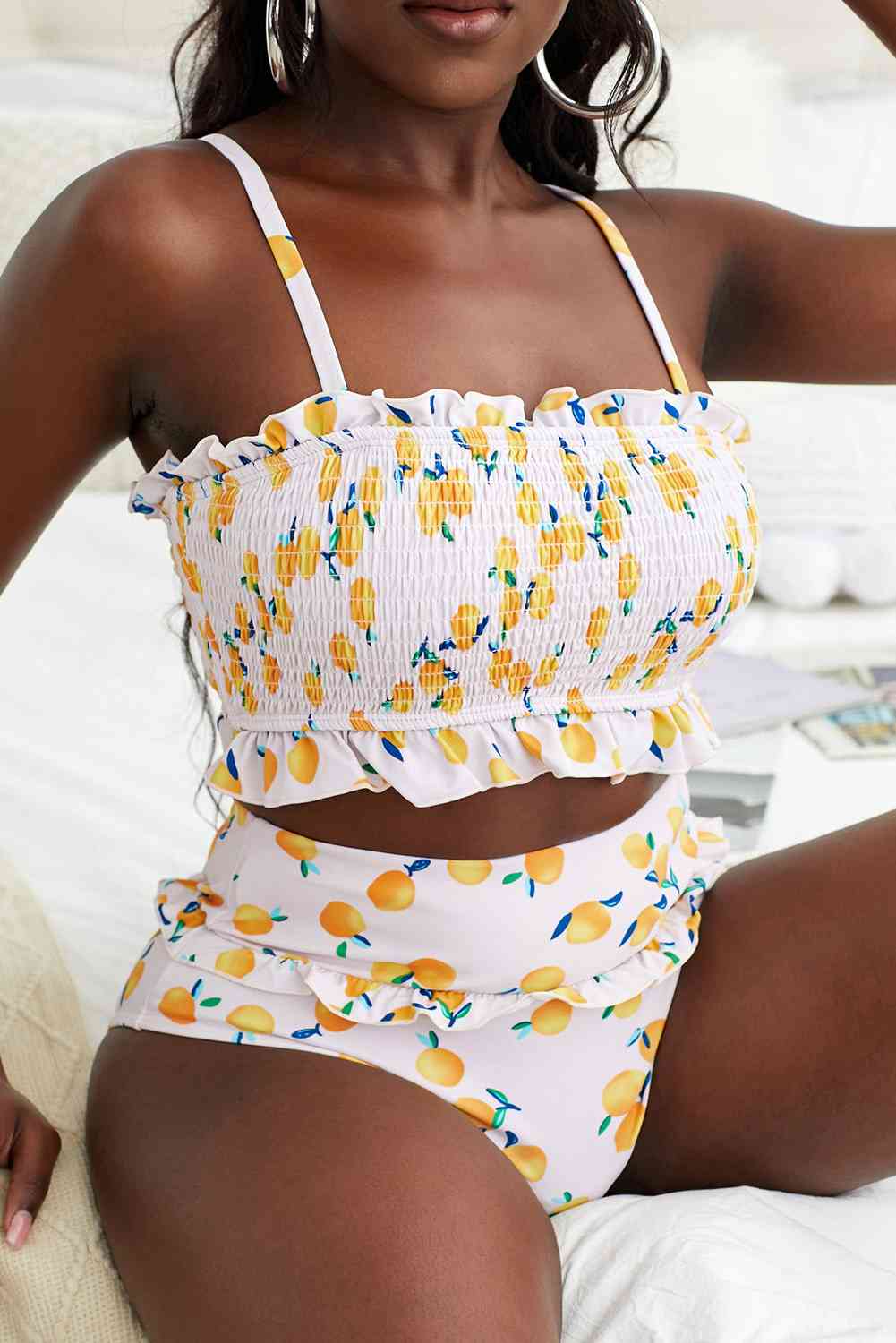 Ensemble de bikini à volants imprimé fruits