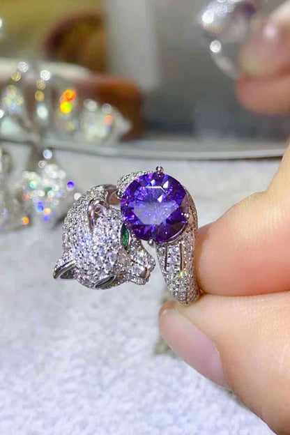 Anillo de derivación animal ajustable de moissanita de 2 quilates