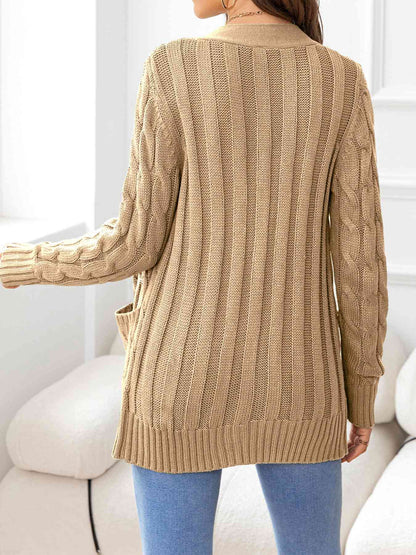 Button Down Cable-Knit Cardigan