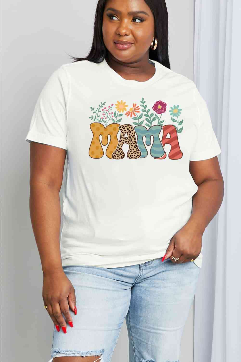 T-shirt en coton graphique MAMA pleine taille Simply Love