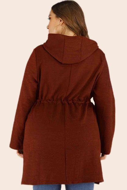 Cardigan à capuche avec cordon de serrage et poches de grande taille