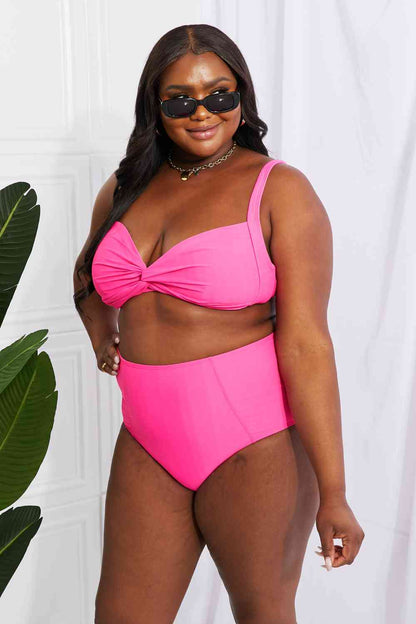 Marina West Swim - Take A Dip - Bikini torsadé taille haute en rose