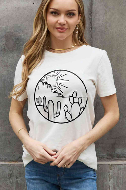 Camiseta de algodón con estampado del desierto de tamaño completo de Simply Love