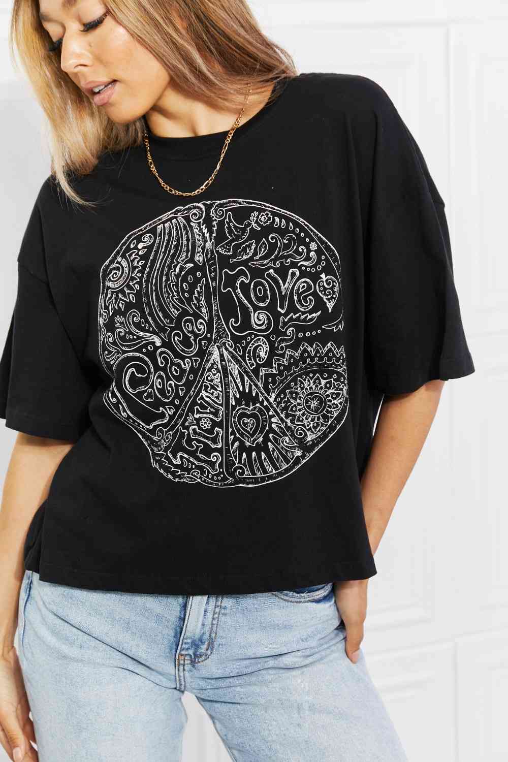 mineB Peace Crop Graphic Tee