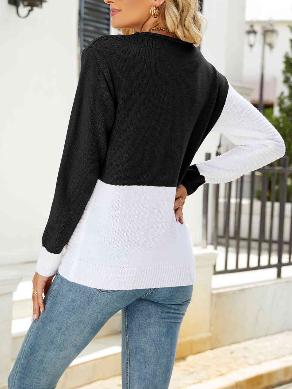 Pull Col Rond Bicolore