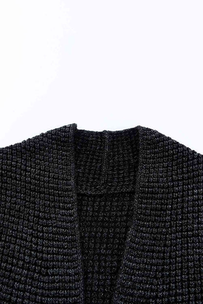 Cardigan long tissé chiné droit ouvert sur le devant