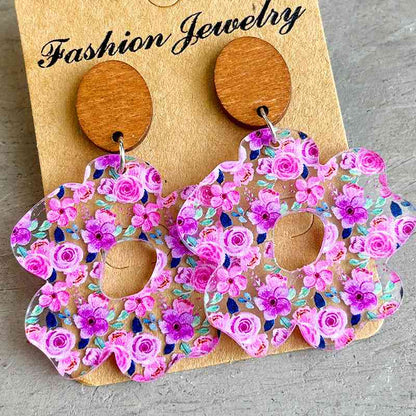 Boucles d'oreilles pendantes en acrylique en forme de fleur