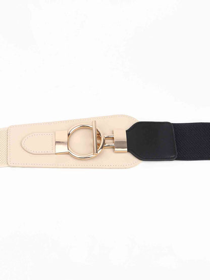 PU Elastic Wide Belt with Alloy Buckle