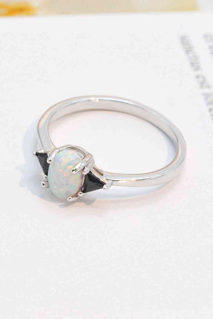 Bague opale contrastée en argent sterling 925