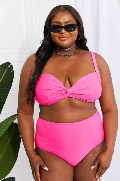 Marina West Swim - Take A Dip - Bikini torsadé taille haute en rose