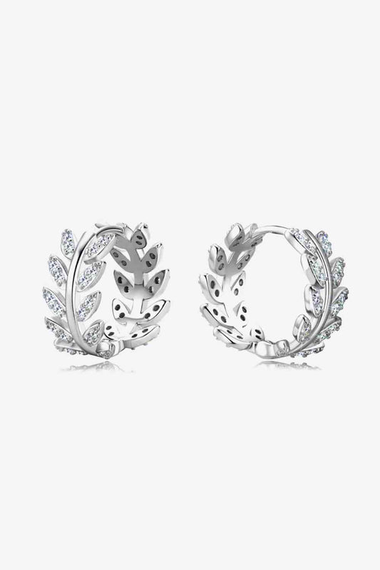 Boucles d'oreilles en argent sterling 925 avec feuille de moissanite