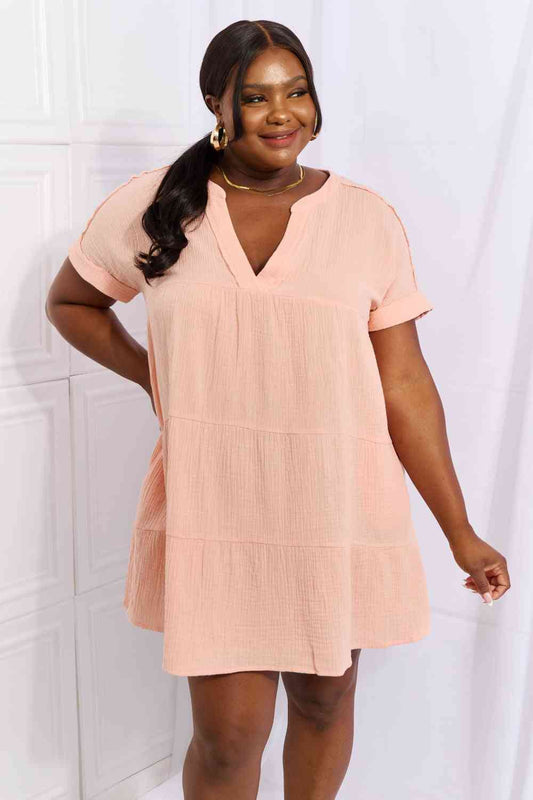 HEYSON Easy Going Mini-robe à volants en gaze pleine taille