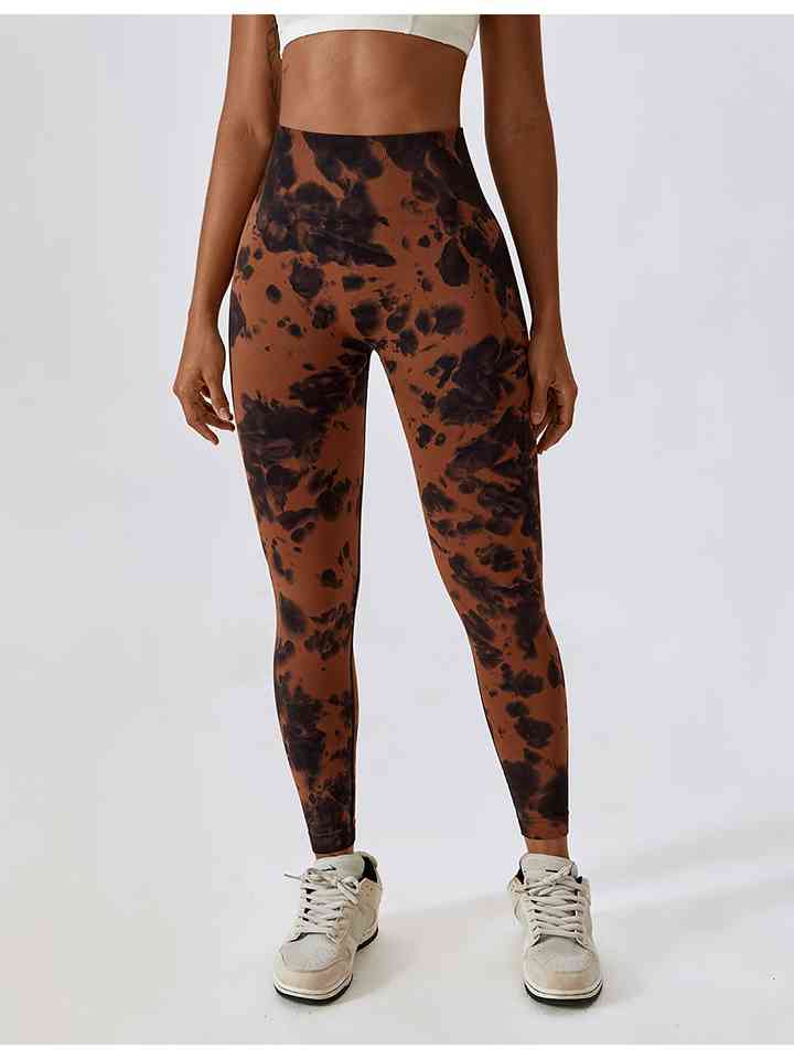 Leggings actifs à large ceinture tie-dye