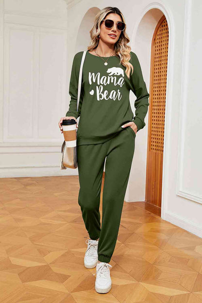 MAMA BEAR Graphic Sweatshirt and Sweatpants Set