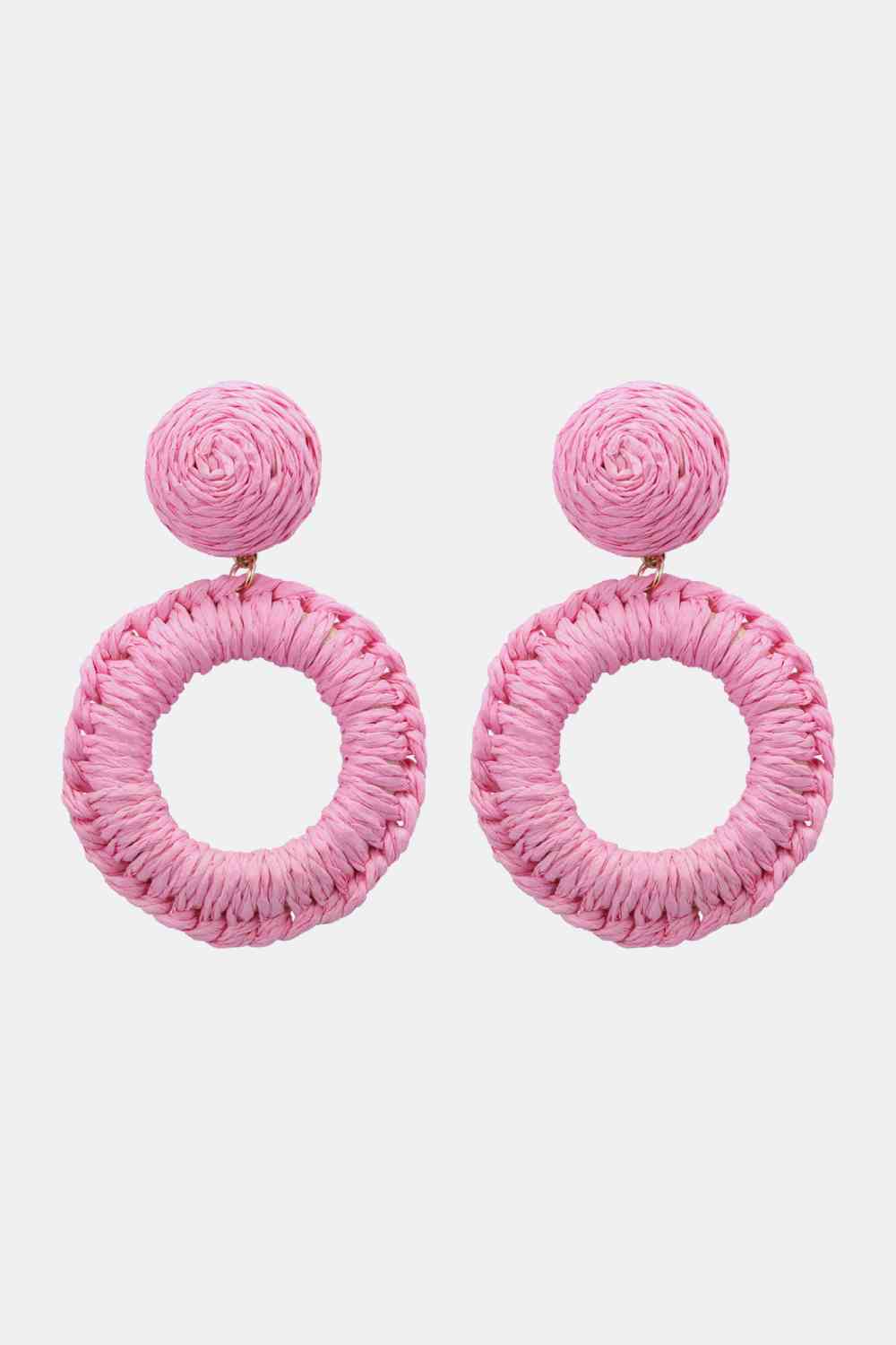 Boucles d'oreilles pendantes en forme d'herbe de raphia de forme ronde