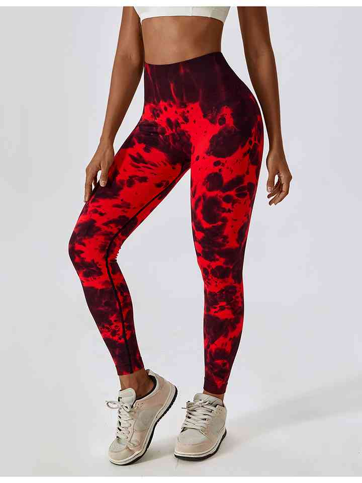 Leggings activos con cintura ancha y efecto teñido anudado