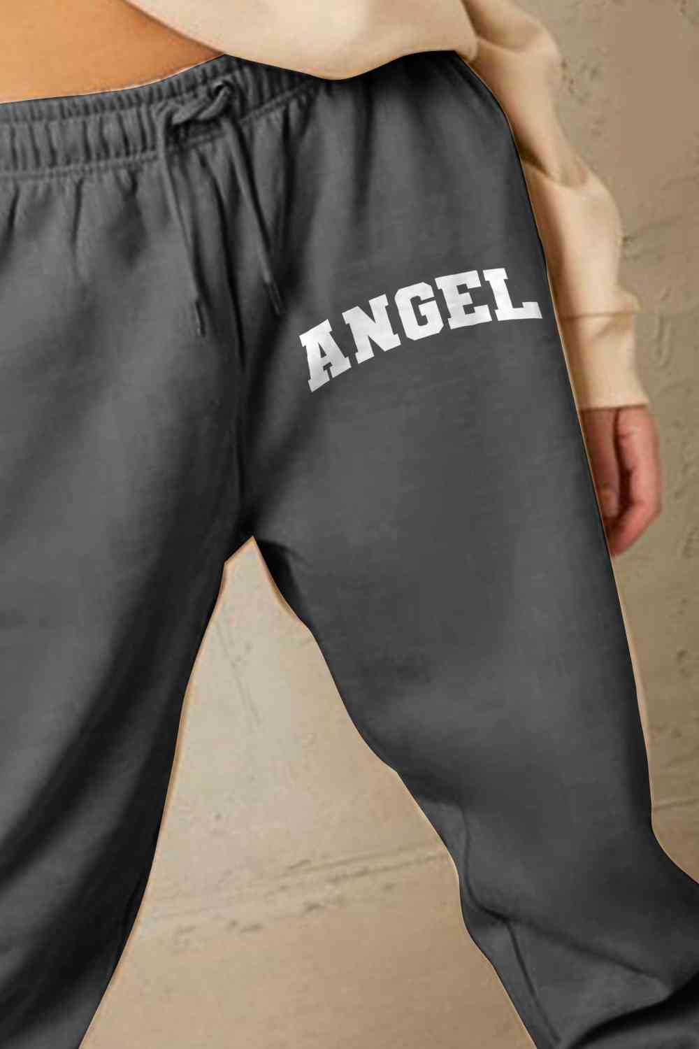 Simply Love Simply Love - Pantalon de survêtement long avec cordon de serrage et image d'ange pleine taille