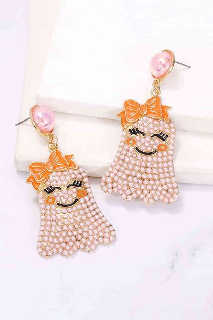 Smiling Ghost Shape Synthetic Pearl Earrings