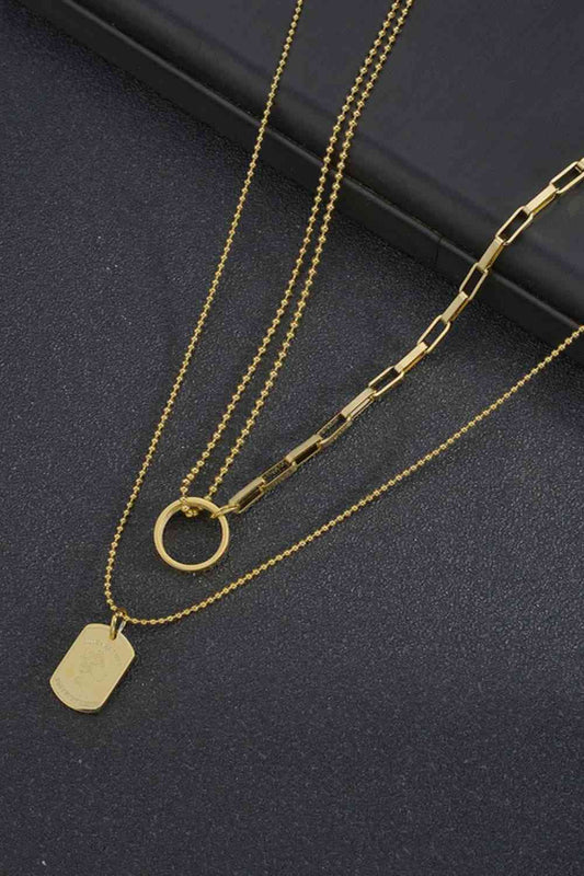 Collier pendentif étiquette en acier inoxydable