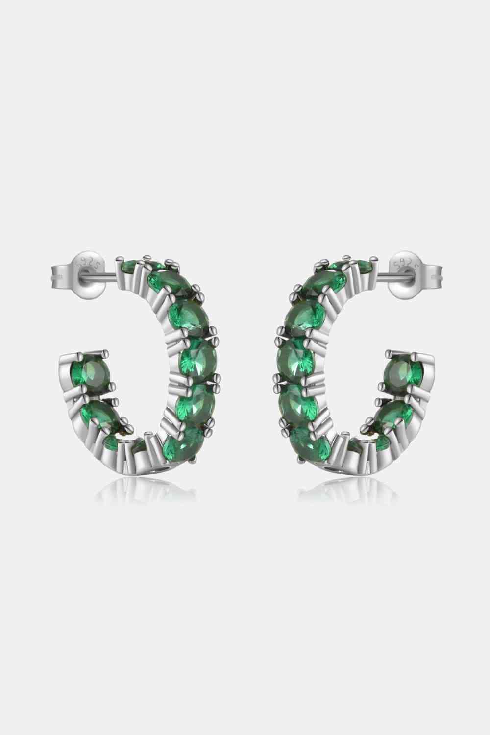 Inlaid Zircon C-Hoop Earrings