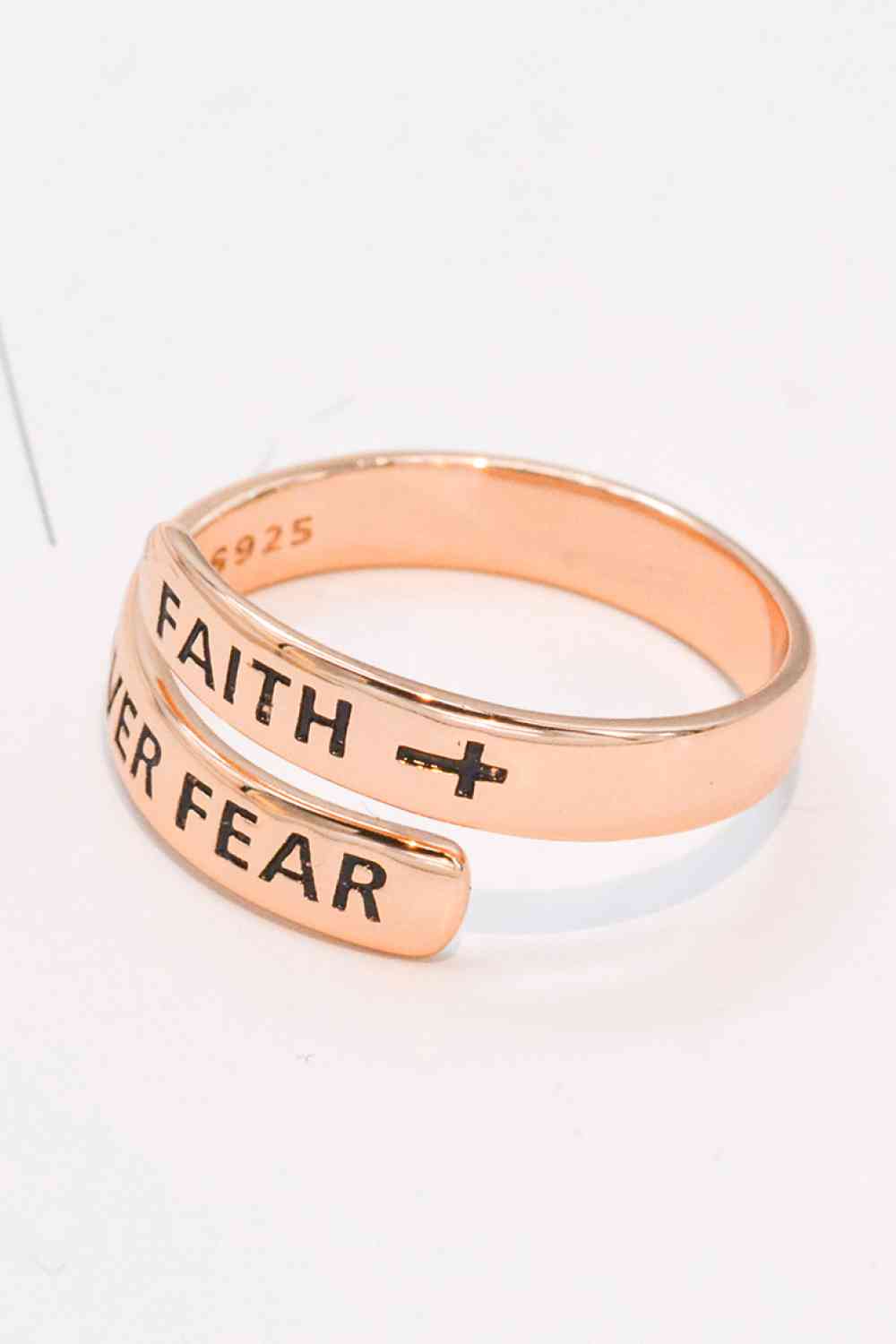 925 Sterling Silver FAITH OVER FEAR Bypass Ring