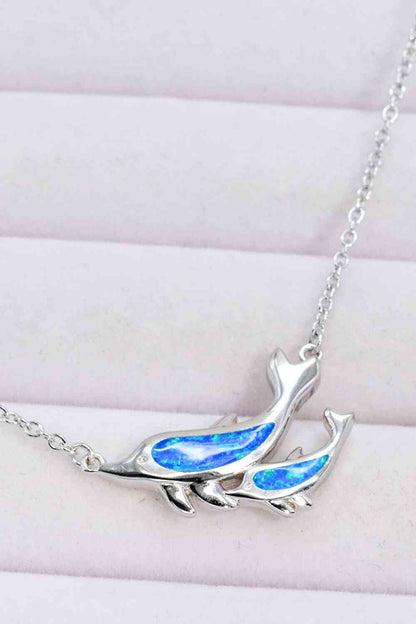 Opal Dolphin Chain-Link Necklace