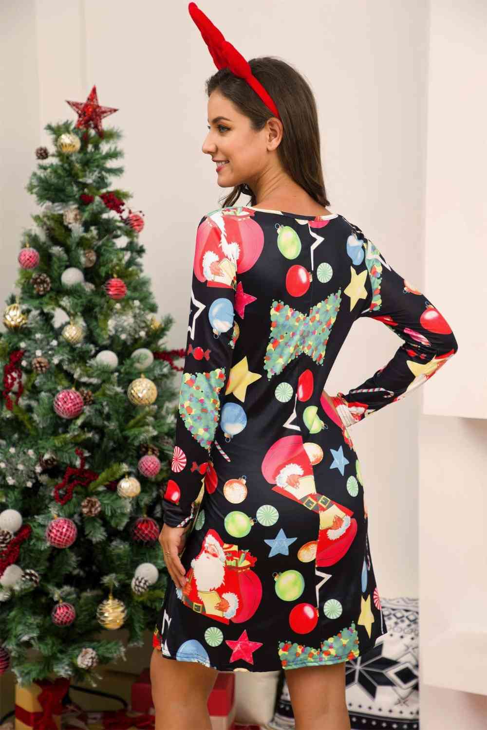 Robe de Noël à manches longues pleine taille