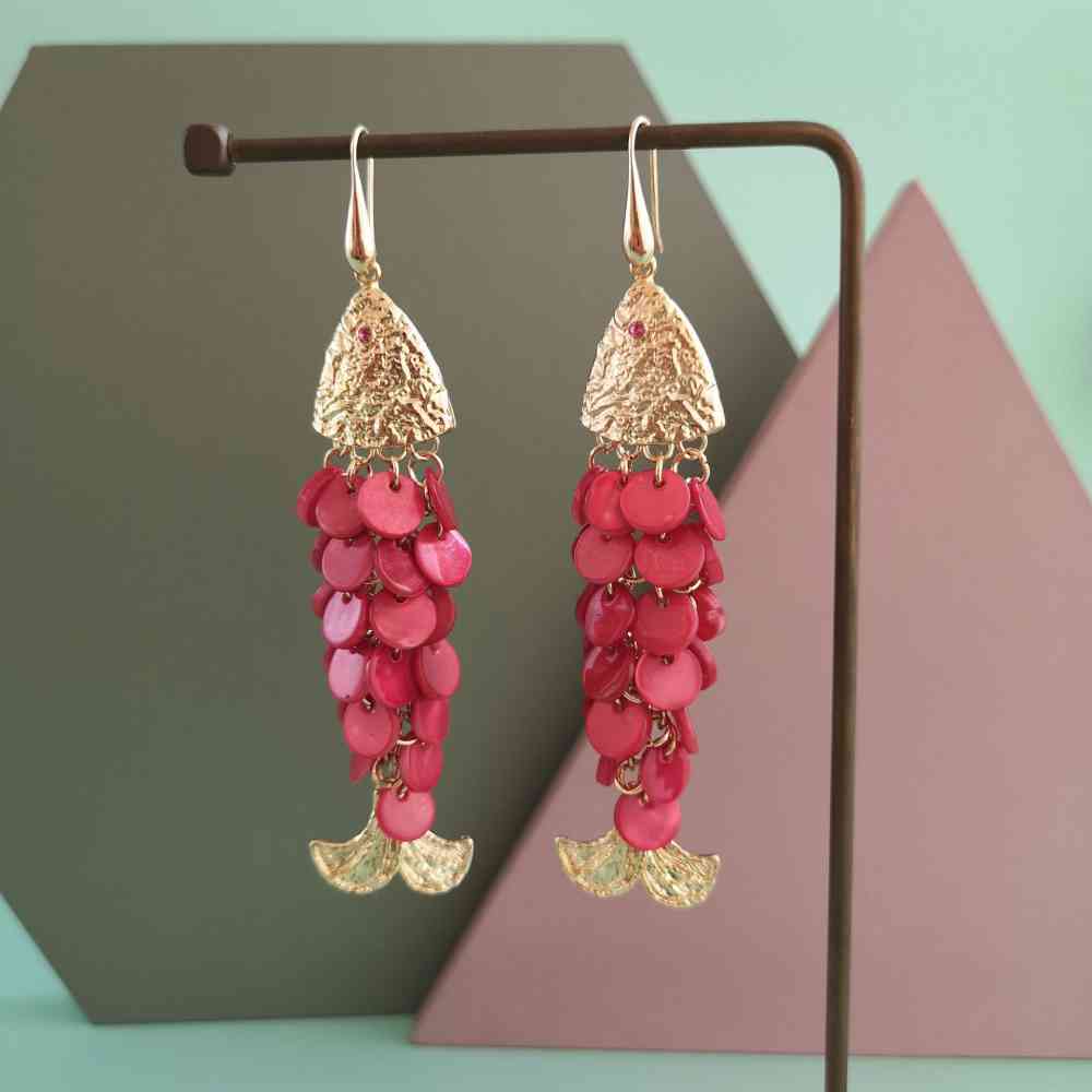 Boucles d'oreilles pendantes en forme de poisson