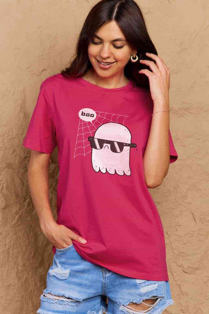 Camiseta de algodón con gráfico BOO de talla grande de Simply Love