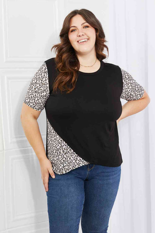 Heimish Full Size Animal Print Contrast Top