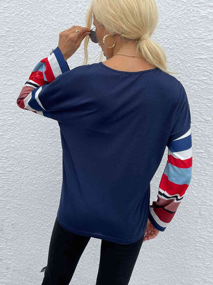 Double Take Dropped Shoulder V-Neck Buttoned Front Tee