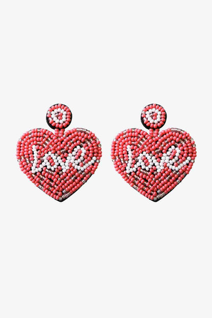 Boucles d'oreilles coeur perlé LOVE