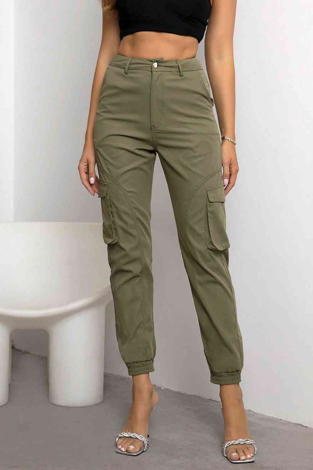 Pantalon cargo taille haute